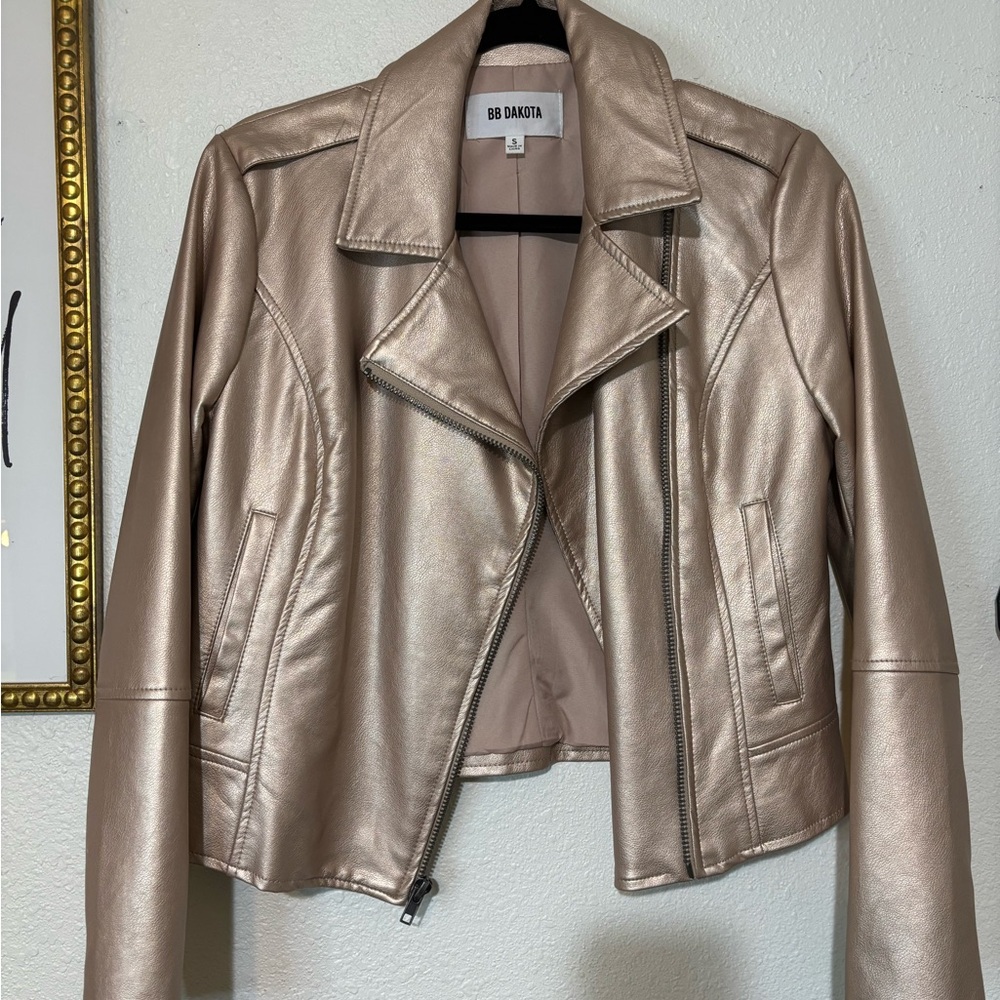 BB Dakota Silver Leather Biker Jacket